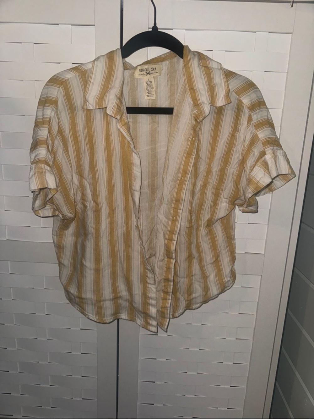 Sunny Stripe Button-Down Shirt - Yellow/White